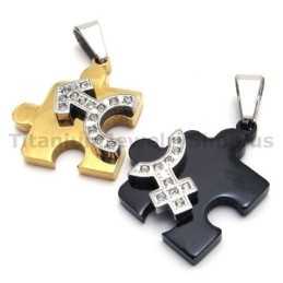 Pandantive Jigsaw Puzzle Din Titan Pentru Iubitorii De Puzzle Cu Lanțuri Fără Diamante