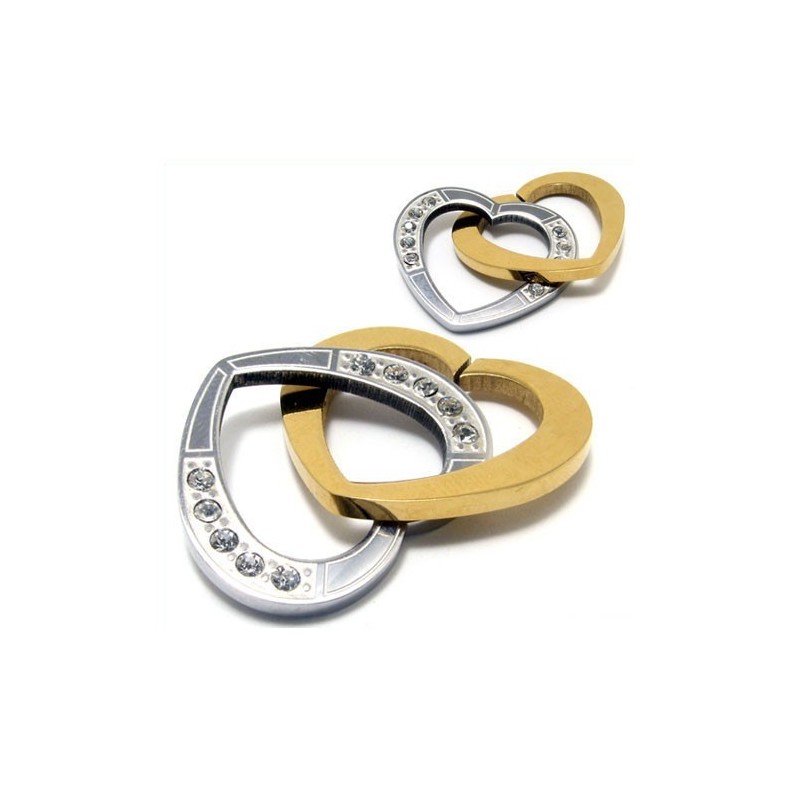 Pandantiv Colier Cu Două Diamante În Formă De Inimă Din Titan