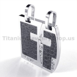 Pandantive Love Black Titanium Cu Lanțuri Fără Diamante