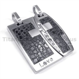 Pandantive Love Black Titanium Cu Lanțuri Fără Diamante