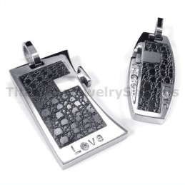 Pandantive Love Black Titanium Cu Lanțuri Fără Diamante