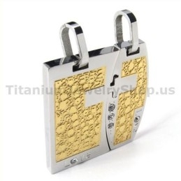 Pandantive Love Gloden Din Titan Pentru Îndrăgostiți Cu Lanțuri Fără Diamante