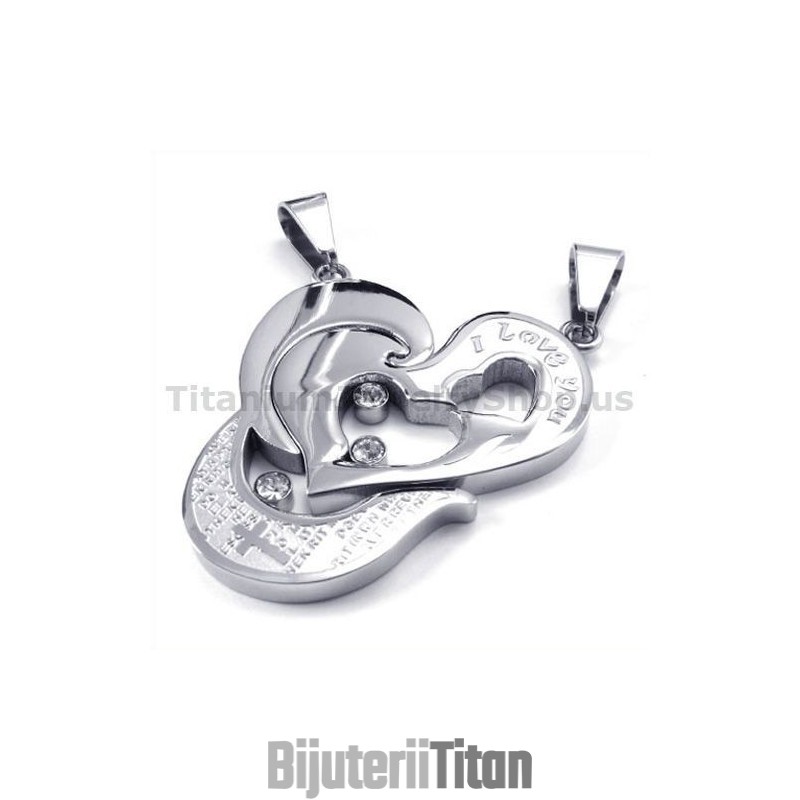 Pandantive Din Titan Cu Inimă Și Cruce, Cu Lanțuri Fără Diamante