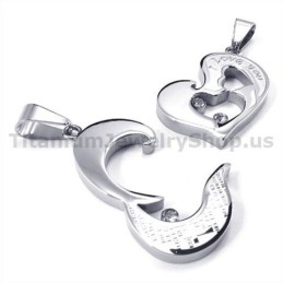 Pandantive Din Titan Cu Inimă Și Cruce, Cu Lanțuri Fără Diamante