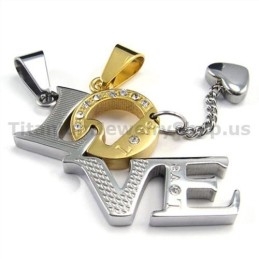 Pandantive Love Titanium Lovers Din Aur Cu Lanțuri Fără Diamante