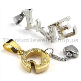 Pandantive Love Titanium Lovers Din Aur Cu Lanțuri Fără Diamante