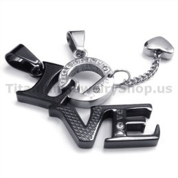 Pandantive Love Black Titanium Cu Lanțuri Fără Diamante
