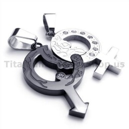 Pandantive Negre Din Titan Pentru Îndrăgostiți Cu Lanțuri Fără Diamante