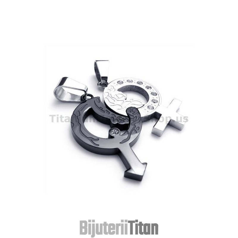 Pandantive Negre Din Titan Pentru Îndrăgostiți Cu Lanțuri Fără Diamante Pandantive Negre Din Titan Pentru Îndrăgostiți Cu Lanțuri Fără Diamante
