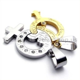 Pandantive Titanium Lovers Golden Cu Lanțuri Fără Diamante