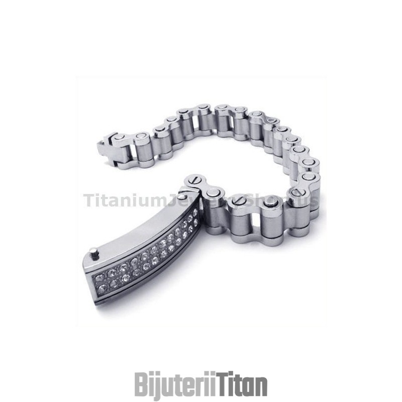 Brățară Bărbătească Din Titan Cu Diamante