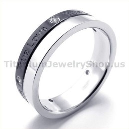 Inel Din Titan Negru True Love Cu Diamant