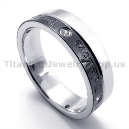 Inel Din Titan Negru True Love Cu Diamant