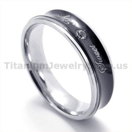 Inel Din Titan Negru Cu Diamant