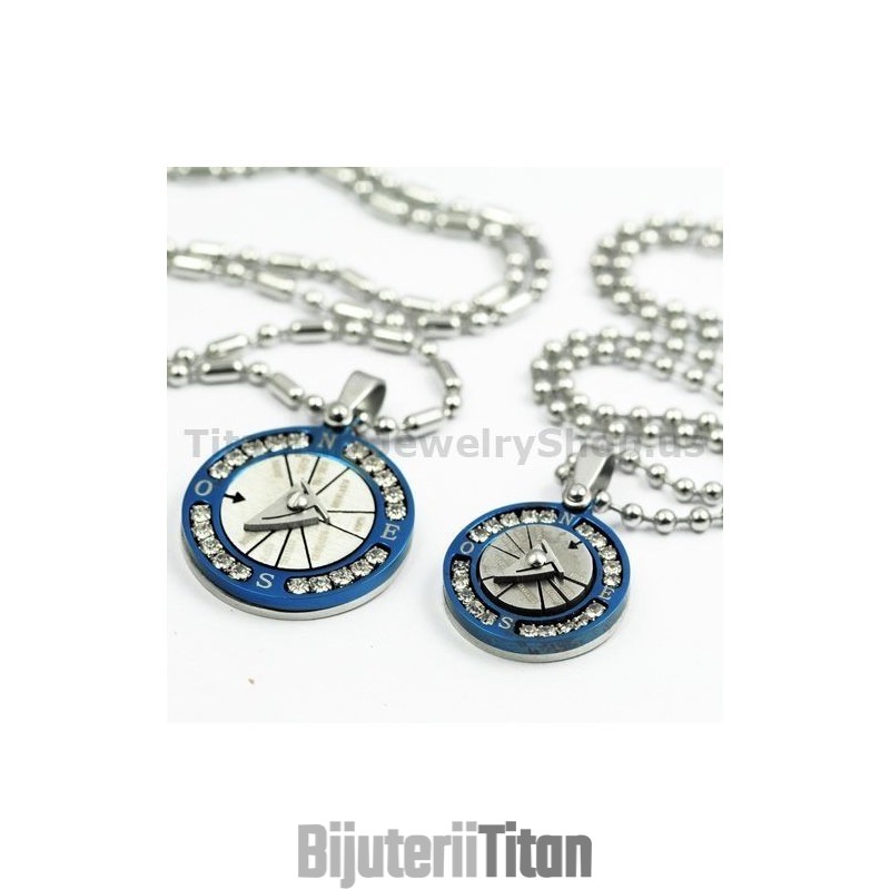 Pandantive Din Titan Compass Lovers Cu Diamante, Cadouri De Ziua Îndrăgostiților - Lanțuri Gratuite Pandantive Din Titan Compass Lovers Cu Diamante, Cadouri De Ziua Îndrăgostiților - Lanțuri Gratuite