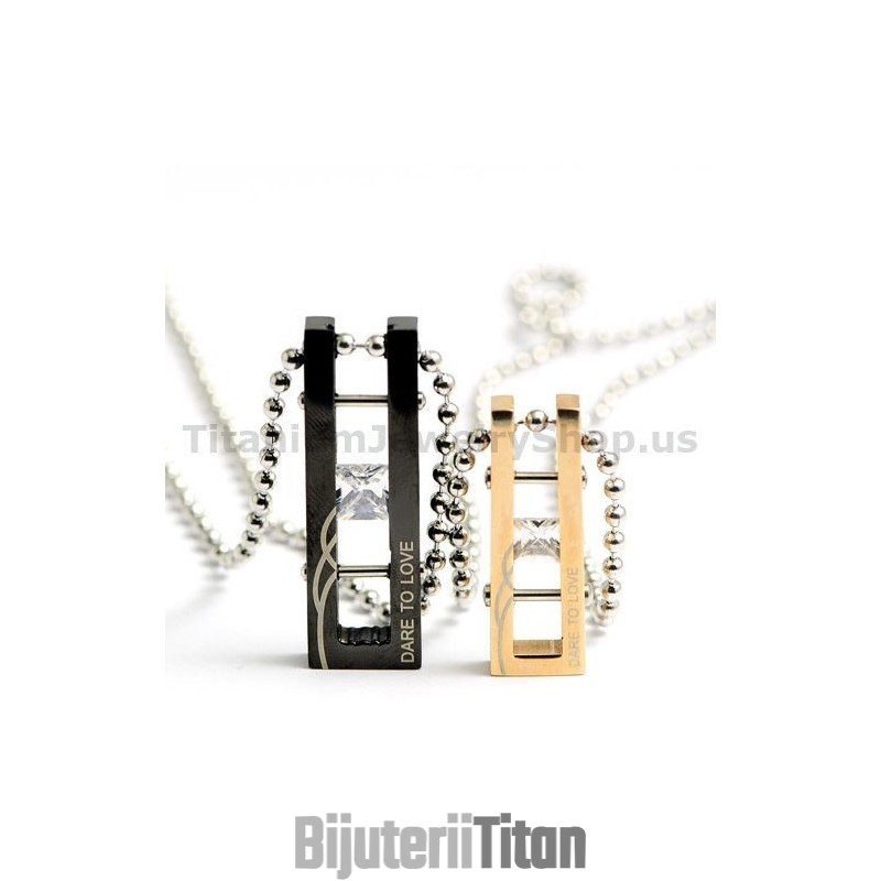 Pandantive Din Titan „Îndrăznește Să Iubești” Cu Diamante, Cadouri De Ziua Îndrăgostiților - Lanțuri Gratuite