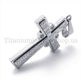 Pandantiv Cruce Din Titan Cu Două Straturi Și Diamant La Modă