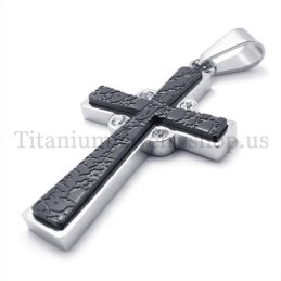 Pandantiv Cruce Din Titan Cu Două Straturi Și Diamant La Modă