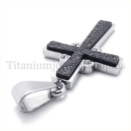 Pandantiv Cruce Din Titan Cu Două Straturi Și Diamant La Modă