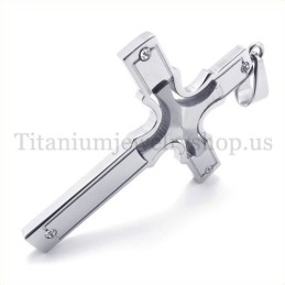 Cruce Mică Încorporată Din Argint La Modă Cu Pandantiv Cruce Din Titan Cu Diamant