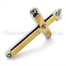 Pandantiv Cruce Din Titan Cu Două Straturi Și Diamant La Modă