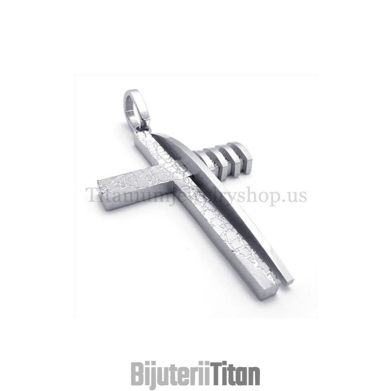 Pandantiv Cruce Din Titan Pentru Bărbați, Formă Asimetrică Din Argint Pur, La Modă Pandantiv Cruce Din Titan Pentru Bărbați, Formă Asimetrică Din Argint Pur, La Modă