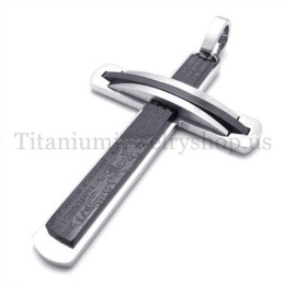 Pandantiv Cruce Din Titan Negru Cu Două Straturi La Modă