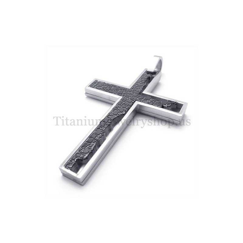 Pandantiv Cruce Din Titan, Cuadratul, Negru, Cu Umplere Incompletă Pandantiv Cruce Din Titan, Cuadratul, Negru, Cu Umplere Incompletă