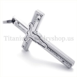 Pandantiv Cruce Din Titan Sculptat Cu Iisus