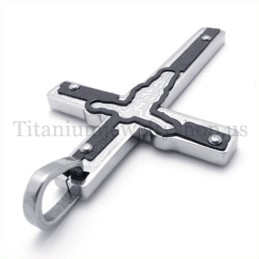 Pandantiv Cruce Din Titan Negru Cu Isus Sculptat