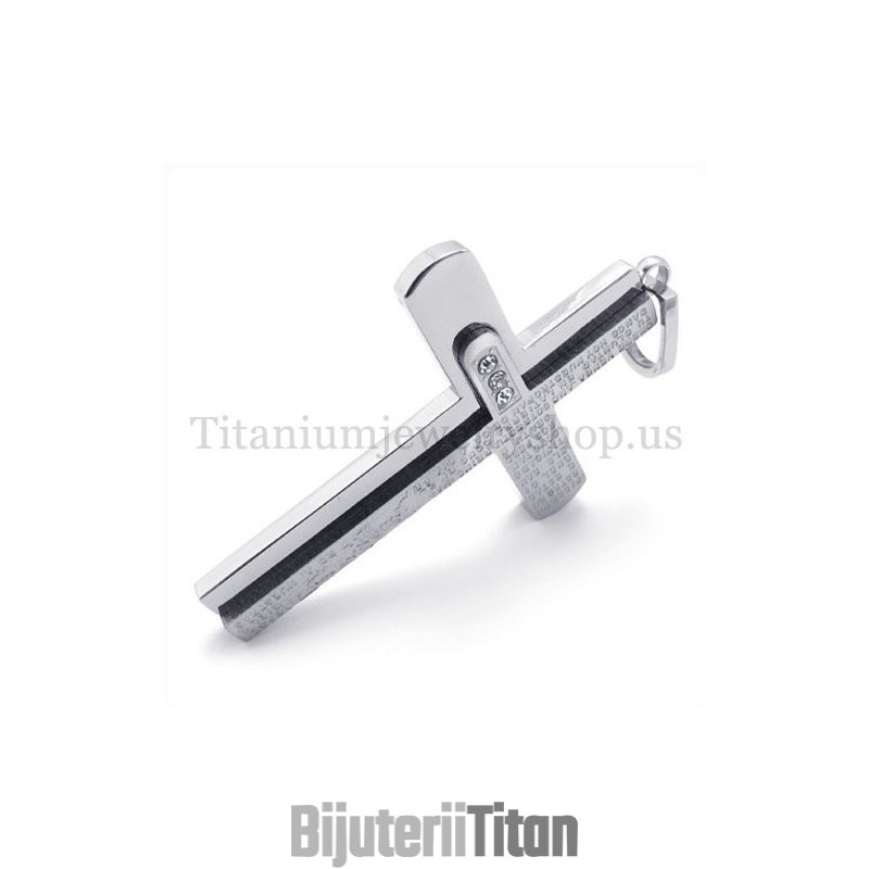 Pandantiv Cruce Din Titan Cu Două Straturi Și Diamant Biblic