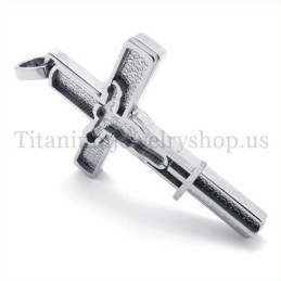 Pandantiv Cruce Din Titan Cu Model Sculptat De Isus
