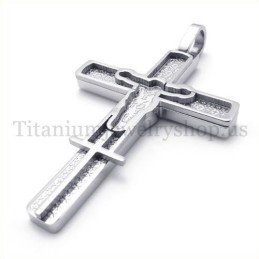 Pandantiv Cruce Din Titan Cu Model Sculptat De Isus
