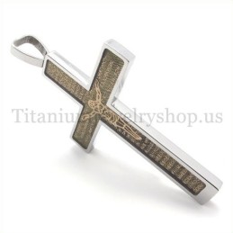 Pandantiv Cruce Din Titan Sculptat În Aur Cu Model Isus Și Modă Biblică