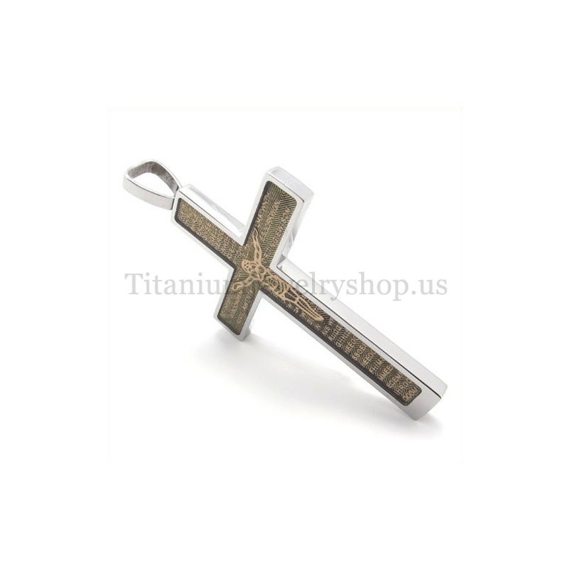 Pandantiv Cruce Din Titan Sculptat În Aur Cu Model Isus Și Modă Biblică Pandantiv Cruce Din Titan Sculptat În Aur Cu Model Isus Și Modă Biblică