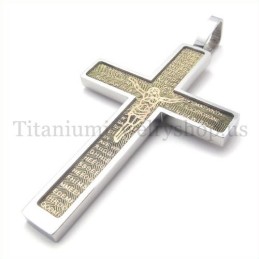Pandantiv Cruce Din Titan Sculptat În Aur Cu Model Isus Și Modă Biblică
