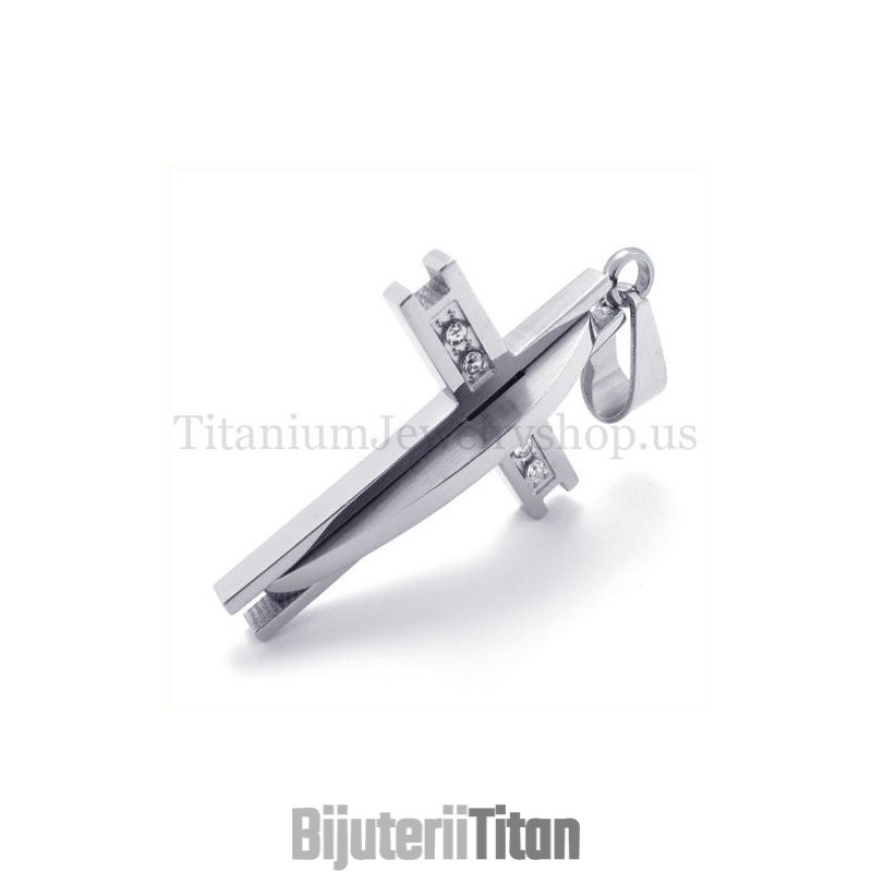 Pandantiv Cruce Din Titan Cu Diamant, La Modă, Din Argint Pandantiv Cruce Din Titan Cu Diamant, La Modă, Din Argint