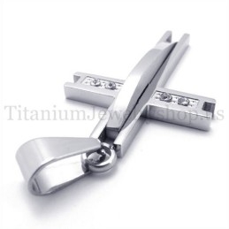 Pandantiv Cruce Din Titan Cu Diamant, La Modă, Din Argint