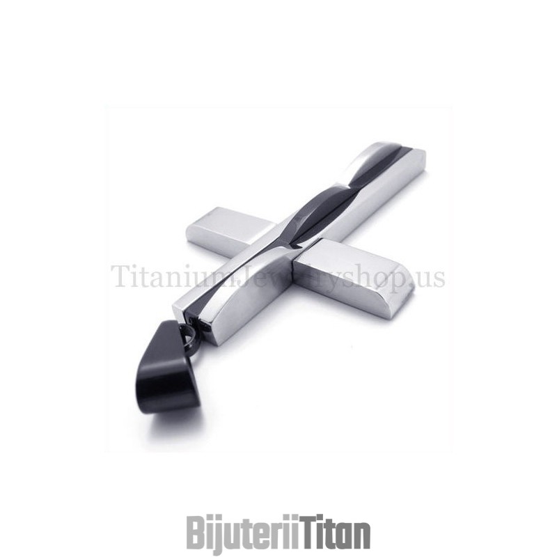 Pandantiv Cruce Din Titan Pentru Bărbați La Modă Neagră