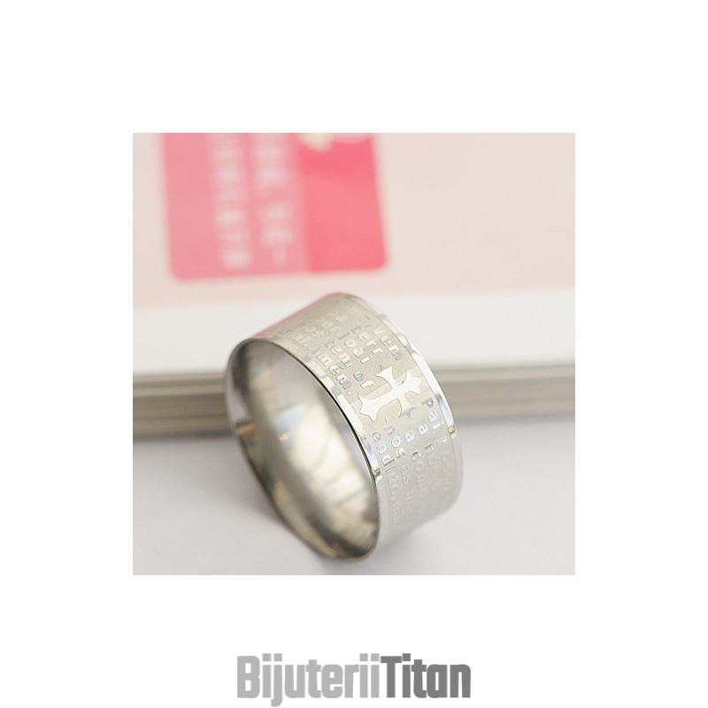 Inel De Titan Bible Man Cu Cruce Inel De Titan Bible Man Cu Cruce