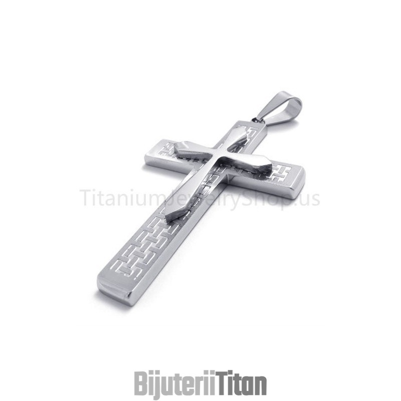 Pandantiv Nou Din Titan Cu Cruce Argintie În Două Straturi Pandantiv Nou Din Titan Cu Cruce Argintie În Două Straturi