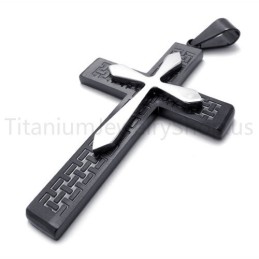 Pandantiv Nou Din Titan Cu Cruce Neagră În Două Straturi