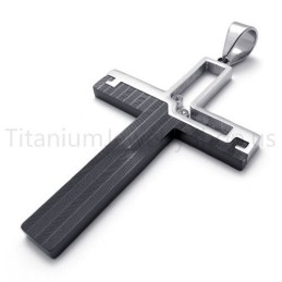 Pandantiv Nou Din Titan Cu Cruce Neagră Scobită În Interior
