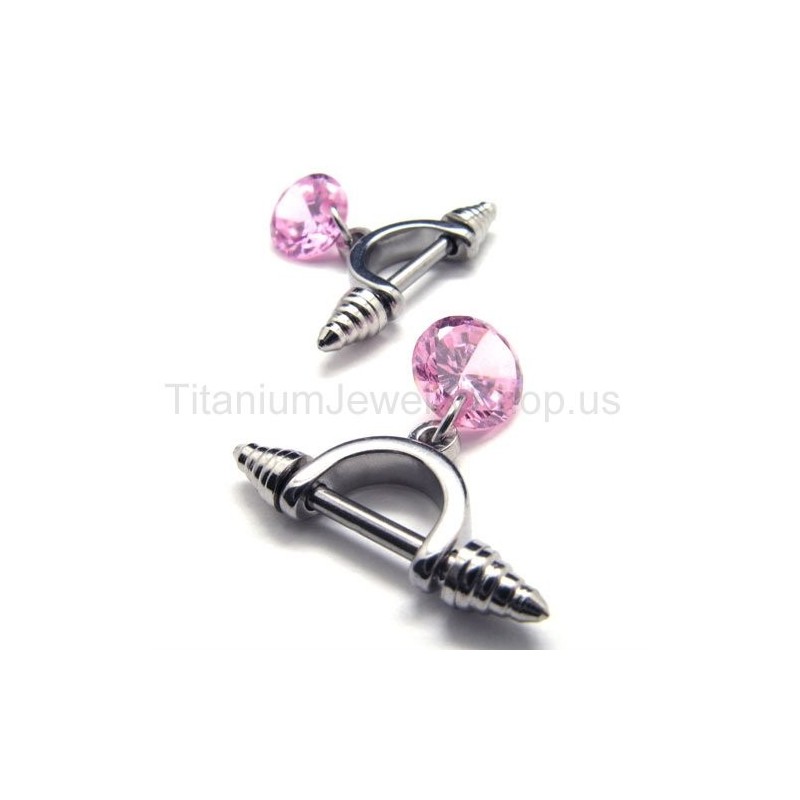 Cercei Cold Weapon Din Titan Cu Diamant Roz Cercei Cold Weapon Din Titan Cu Diamant Roz