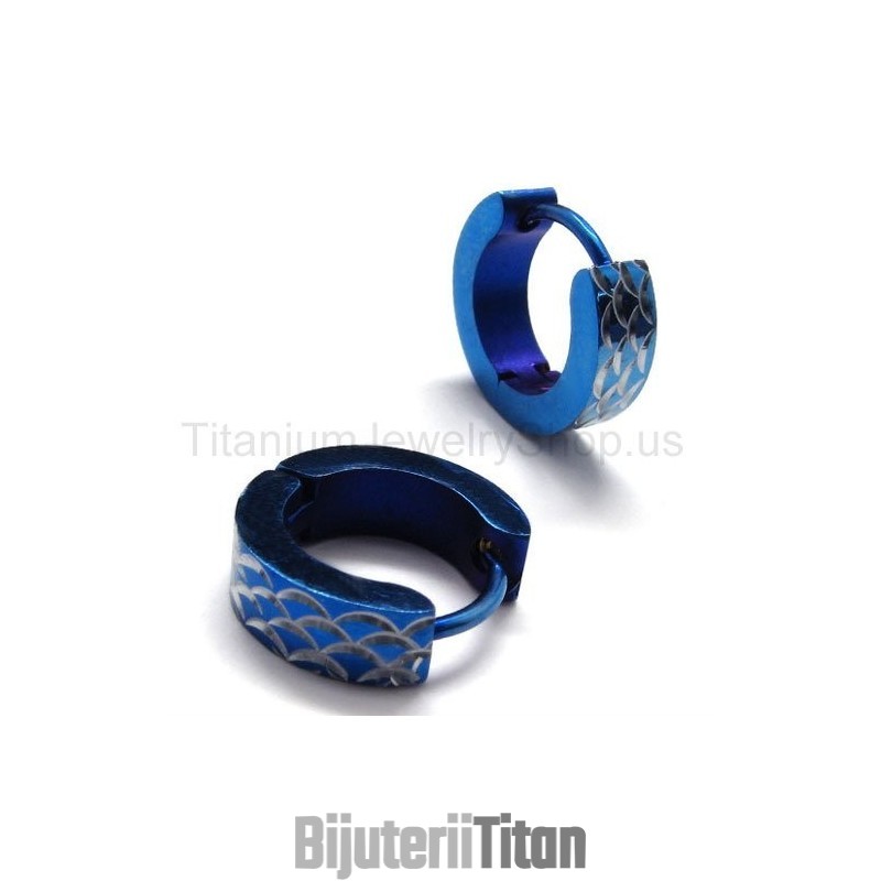 Cercei Cu Buclă Din Titan Gravat Albastru Cercei Cu Buclă Din Titan Gravat Albastru