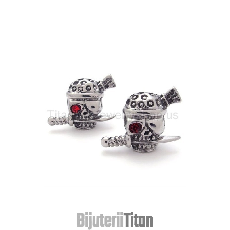 Cercei Din Titan Cu Sabie Și Craniu Și Un Ochi Roșu