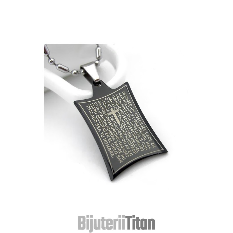 Colier Cu Pandantive Din Titan Pur, Cruce De Rugăciune Scripturală Colier Cu Pandantive Din Titan Pur, Cruce De Rugăciune Scripturală
