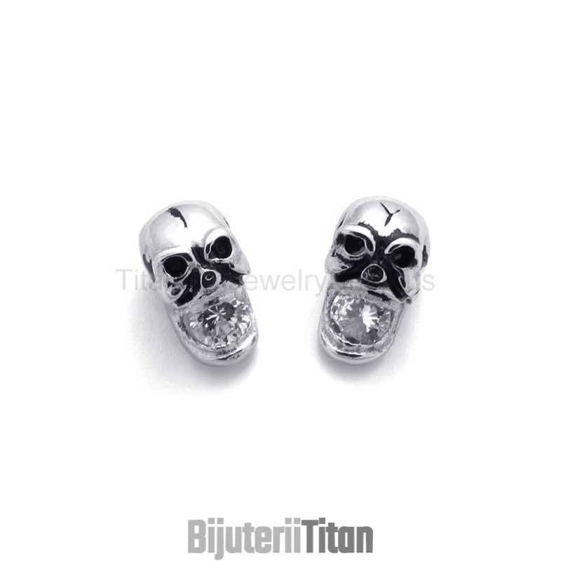 Cercei Din Titan Cu Craniu De Diamant Încrustat