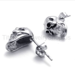 Cercei Din Titan Cu Craniu De Diamant Încrustat