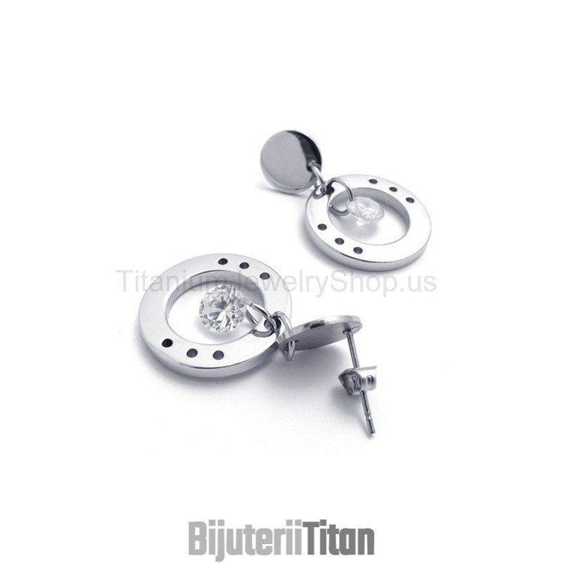 Cercei Cu Buclă Din Titan Cu Diamant Cercei Cu Buclă Din Titan Cu Diamant
